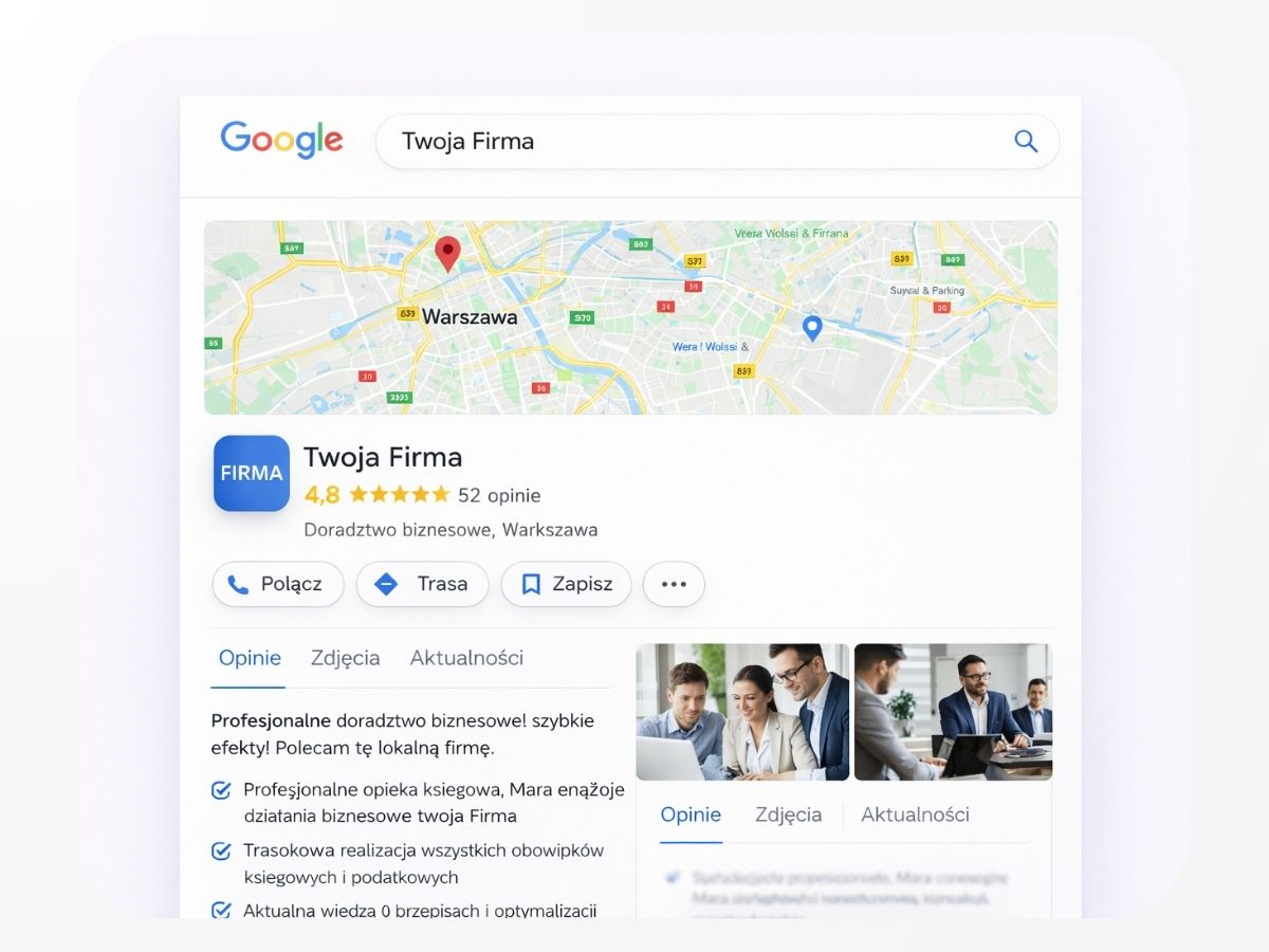 Aktywna wizytówka Google – opinie, posty i aktualizacje co miesiąc